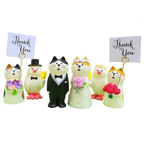 Wedding Cake Topper,Wedding & Engagement Party Cute Funny Cat Figure Set for Decoration (6 pcs set)