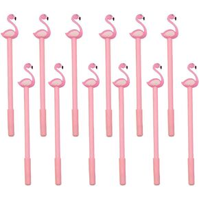 YYaaloa 12pcs Pink Flamingo Gel Ink Writing Pens 0.5 mm Black Ink Fun Kawaii Pens Bulk for Kids Office School Supplies (flamingo Shape 12pcs)