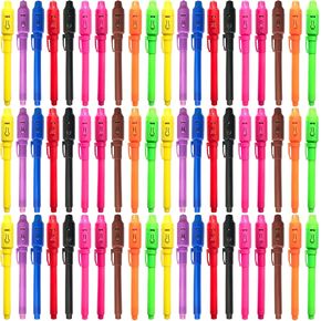 SCStyle Invisible Ink Pen 60Pcs Spy Pen with UV Black Light Magic Spy Marker Kid Pens for Secret Message and Birthday Party,Writing Secret Message for Easter Day Halloween Christmas Party Bag Gift