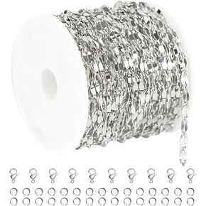UMAOKANG 5 Meters Stainless Steel Chain for Jewelry Making Lip Cable Link Chain Women Necklace Bracelet DIY Jewelry Supplies Findings