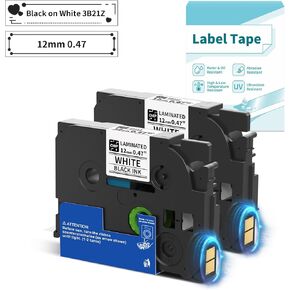 Tape 12mm 0.47 Laminated White Replacement for Brother P-Touch Tze Label Tape TZe-231 Tz Tape Brothers Ptouch Label Maker Refills, Compatible with PT-D210 PT-H110 D220 H111, VolenGo 3B21Z 5-Pack
