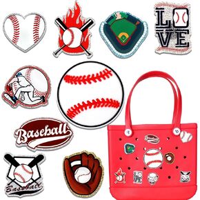 سحر AIRSA للبيسبول لحقيبة BOGG ، 9pcs Baseball Mom Accessories لأكياس Bogg ، والسحر الرياضي متوافق مع ببساطة حقيبة الشاطئ الجنوبية