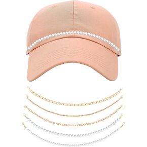 Loghohu 5PCS Trucker Hat Chains, 5 Styles Hat Chains DIY Hat Chains for Women Trucker Hat Detachable Metal Trucker Hat Chains Hat Charms for Women Men Mesh Baseball Hat Decoration