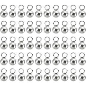 PATIKIL 50pcs Steel Bead Charm, Stainless Steel Ball Bracelet Charm Pendants Metal Round Beads Small Bulk for Jewelry Making