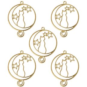 Misright 5Pcs Cute Cat Dog Hollow Open Back Bezel Pendant, Open Back for Resin,Open Back Frame for UV Resin Crafts Jewelry Making