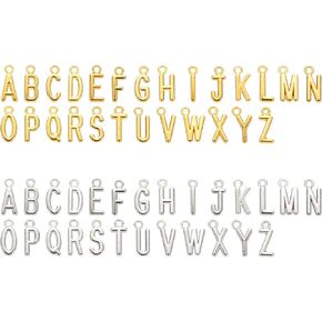uxcell A-Z Letter Charm, 4Set/104pcsAlphabet Pendants Initial Letter Charm Set for DIY Bracelet Necklace Pendants Earring Jewelry, Silver, Gold