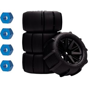 Pre Glued Plastic Wheel And Tire & 12mm Wheel Hex Kit for MJX Hyper Go 1/14 H14BM 1/16 H16BM H16PL H16DR Series Upgrades Part