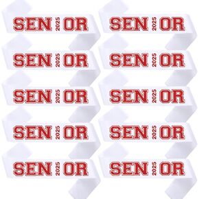 Senior Sash 2025,White Sashes 10 Pack with Red Glitter Letters, Class of 2025 Graduation Celebrations Sashes, Finally Graduated Cheerleader Celebration Party Decorations Supplies
