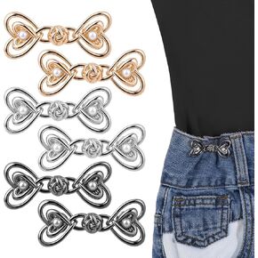 Molain 6Pcs Pant Waist Tightener, Metal Butterfly Jeans Buttons for Loose Jeans, Waist Adjustable & Detachable Pants Clips No Sew Button for Jeans to Make Smaller