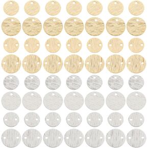 PH PandaHall Jewelry Connector Charms, Brass Flat Round Links Textured Blank Tag Link Connectors for DIY Earrings Bracelets Necklaces Jewelry Making