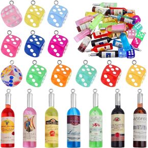 21pcs راتنج ميني زجاجة نبيذ سحر ألوان عشوائية عشوائية زجاجات نبيذ الملصقات المعلق