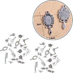 Wixine 40Pcs Hair Dresser Collection Charms Antique Silver Tone Charms