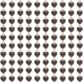 200 pcs Tiny Heart Enamel Charm Gold Plated Alloy Love Pendant Bracelet Earring Keychain Jewelry Crafts 6x8mm in Kuwait