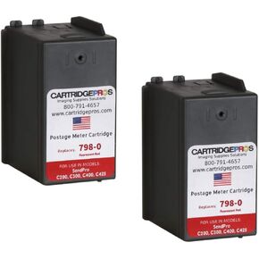Compatible Ink Cartridge Replacement for SendPro C200, C300 and C400 Postage Meters, SL‑798‑0, Red, 2 Pack