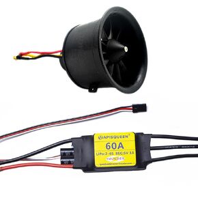 70MM EDF 6S 2300KV 2240G Thrust Belt 12 Blades Electric Ducted Fan with 80A ESC for Aircraft Model Aircraft Jet Enging