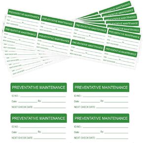 Self Laminating Preventative Maintenance Stickers 1 x 2 Inch Waterproof Inspection Safety Label by/Date/Next Labels with Clear Flap 180 Pcs