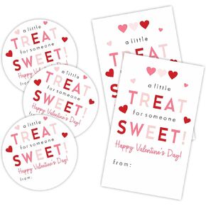 Valentine's Day Stickers Set - A Little Treat for Someone Sweet - 40 Self Adhesive Labels, Round & Tag Shaped, Each 20 Pcs for Gift Wrapping, Envelopes,Goodie Bag, Party Supplies - A03