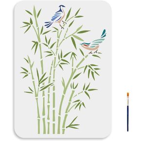 MAYJOYDIY Crow Branch Divination Stencils 11.8×11.8inch Large Raven on Branch Stencils with Paint Brush Primitive Bird Drawing Template for Wood Canvas Furniture Craft Decor