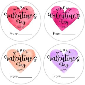 2 Inches Round Valentines Stickers - Red Heart Happy Valentine's Day - 40 Pcs Fill-in Sticker Labels with 4 Styles - Letters Envelopes Cards Seal Boxes Gifts Tag Stickers for Adults - A04