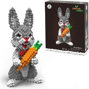 KADELE Easter Bunny Building Animal Sets, Extremely Challenging STEM Building Blocks Decor for Adults Kids, Micro 3D Educational Toys for Boys Girls Ages 8 and Up (927 Pieces)