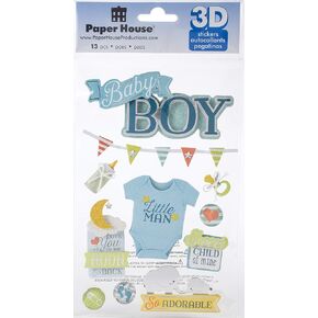 PAPER HOUSE PRODUCTIONS 3D STICKERS BABY BOY, us:one size