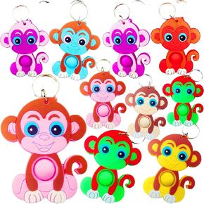 24 Packs Mini Backpack Pop Fidget Bubble Toys, Bulk Monkey Animal Classroom Students Prizes Birthday Party Favors Gifts