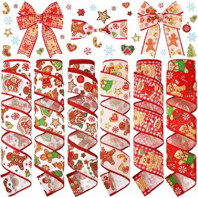 6 Rolls 30 Yards Winter Wired Ribbon 2 Inch Blue Snowflake Snowman Ribbons Let It Snow Swirl Burlap Gift Wrapping ‌Thread for Tree Topper DIY Craft Bow Wreath Decor(Blue)