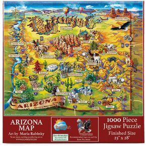 SUNSOUT INC - Arizona Map - 1000 pc Jigsaw Puzzle by Artist: Maria Rabinky - Finished Size 23" x 28" - MPN# 20525