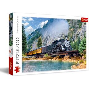 Trefl Red 500 Piece Jigsaw Puzzle Mountain Train 19"x13" Print, DIY Puzzle, Creative Fun, Classic Jigsaw for Adults and Children from 10 Years Old