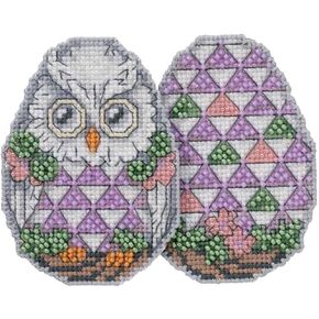 Owl Egg Beaded Counted Cross Stitch Easter Ornament Kit Mill Hill 2018 Jim Shore Character Eggs JS181814