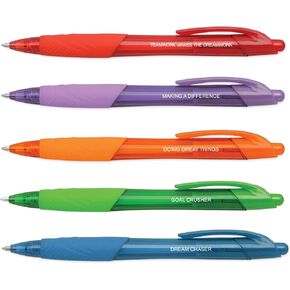 Colorful Employee Recognition Office Pens/Set Of 5 Inspirational Phrase Pens/Matching Pen Ink Color And Barrel/Coworker Appreciation Present