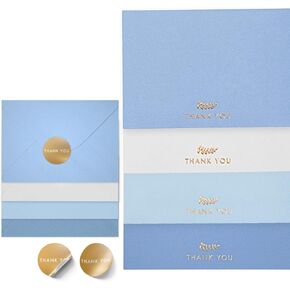 Gold Foil Thank You Cards Bulk Pack of 60, 5x3.5 Inch with Matching Stickers & Envelopes (Pink) Textured Surface Non-folding Note Cards - Suitable for Baby Shower, Wedding, Small Business, Graduation