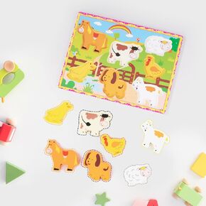 Miereirl Wooden Animal Puzzles Toys for Toddlers 1-3, Toddler Wooden Board Puzzles with Farm Animal, 7pcs Creature Baby Inset Puzzles, Montessori Learning Toys Personalized Baby Gifts for Girls Boy