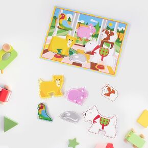 Miereirl Wooden Animal Buzzles Toys للأطفال الصغار 1-3 ، ألغاز ألغاز الأطفال الخشبية مع حيوانات مزرعة ، 7 مساءً ، ألغاز داخلية للأطفال ، Montessori Learning Toys هدايا الطفل