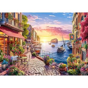 Jigsaw Puzzles for Adults 1000 Pieces, Interlock Perfectly Letter on Back No Dust, Home Decor Birthday Party Gift Toy for Men Women Elders Seniors, 1:1 Poster(Charming Streets Scene)