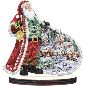 JISHSHAY Diamond Art Tabletop Decoration DIY Christmas Diamond Painting Desk Ornament with Christmas Tree Santa Claus Special Shaped Crystal Christmas Diamond Art Diamond Art Christmas Ornaments