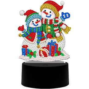pigpigboss Christmas Snowman Diamond Painting Night Light 5D Diamond Painting Night Lamp with 7 Colors Christmas Tree Snowman Diamond Painting for Adult Xmas Decor