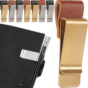 Pen Loop Holder Notebooks Pen Sleeve PU Leather Pen Holder Journals Notebooks Pen Loop with Clips for Notebook Journals Calendars Planner Clipboard Office Pocket, Fit Most Pen Size (8 Pieces)
