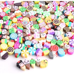 DAHI 200pcs Mixed Candy Beads Polymer Clay Ice Cream Beads for Making DIY Bracelets (Ice)