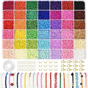 42 Colors 4mm Glass Seed Beads for Bracelets Making, 8400pcs Friendship Bracelet Making Kit, Small Glass Beads for Jewelry Making