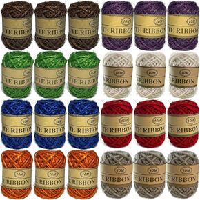 Colored Jute Twine String for Crafts 2mm Macrame Cord for Gift Wrapping 24 Rolls(11 Yards Each 264 Yards Total)Jute Rope for Artworks Random 8 Colors Hemp Cord for DIY Decoration Bundling-Heather's cf