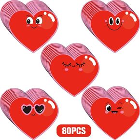 80 Pcs Colorful Heart Cut Outs Cutouts Red Heart Shapes Paper Bulletin Board for Valentine's Day Crafts Preschool Classroom Decorations Teacher Supplies Classroom Cutouts
