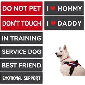 Service Dog Patch 8 Pcs, Do Not Pet, Best Friend, in Training, Emotional Support Patch, (Small -1.18 x 4.33)
