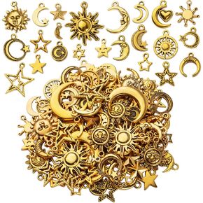 BronaGrand Celestial Pendant Charms,Sun Moon Star Cloud Charms Lightning Bolt Charms Jewelry Charms for Necklace Earrings Bracelet Jewelry