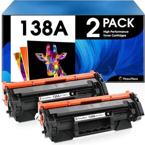 MasaiMara (1,500 Pages High Capacity Compatible Toner Cartridges Replacement for HP 138A W1380A for HP Laserjet Pro 3001dw 3001dn 3001fdw MFP 3101fdw MFP 3101fdn Printer (Black, 2-Pack)