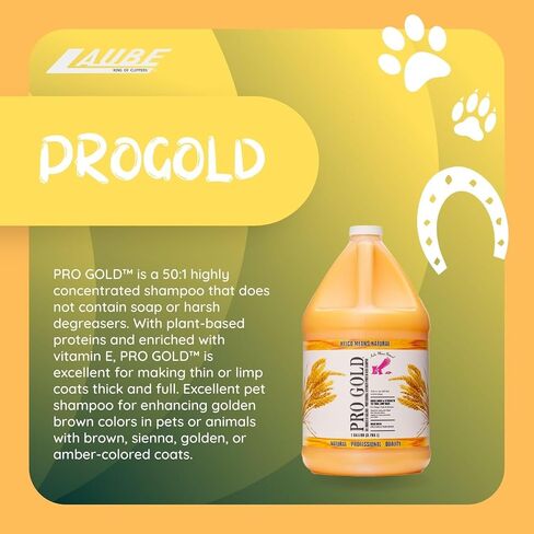 Kelco by Laube Color Enhancing Pet Shampoo - Pro Gold Shampoo for Yellow, Tan, Amber & Brown Coats - Natural, Hypoallergenic Formula for Grooming Dogs, Cats, and Pets (50:1 Concentrated, 11 fl oz) in Saudi Arabia