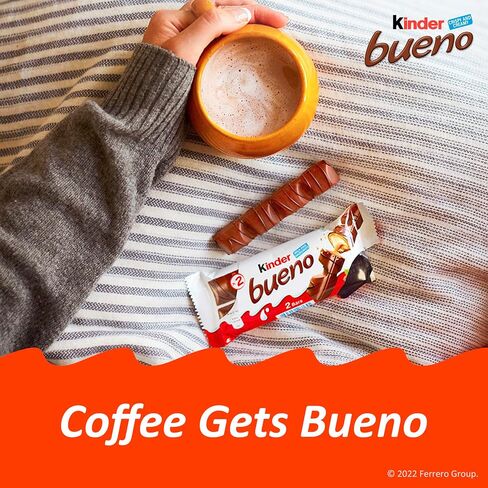 Kinder Bueno, Bulk 8 Pack, Milk Chocolate And Hazelnut Cream, Holiday Gift And Stocking Stuffer, 4 Bars Per Pack, Individually Wrapped Chocolate Bars, 3 Oz Each in Saudi Arabia