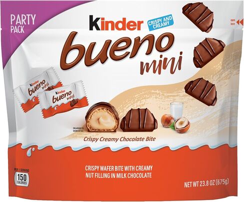 Kinder Bueno Mini, 125 Count Party Pack, Milk Chocolate and Hazelnut Cream, Individually Wrapped Chocolate Bars, 23.8 oz in Saudi Arabia