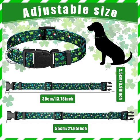 Sadnyy 6 Pcs Holiday St. Patrick's Day Dog Collars with Safety Plastic Buckle Adjustable Easter Day Cute Pet Collar for Female and Male Large Small Medium Dogs(M Size) in Kuwait