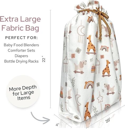 Gather & Knot Drawstring Gift Bags | Premium Canvas | 22" Extra Large | Reusable Fabric Wrap for Baby Shower, Birthday, Gender Reveal, Neutral | XL Boho Toy Flat Bottom in Saudi Arabia